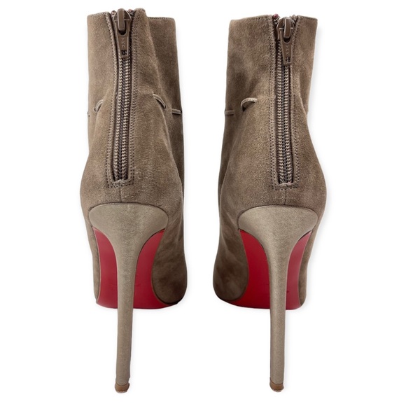 CHRISTIAN LOUBOUTIN Booties Suede & Metallic Leather Bows Stiletto Heels Zipper - Picture 3 of 12
